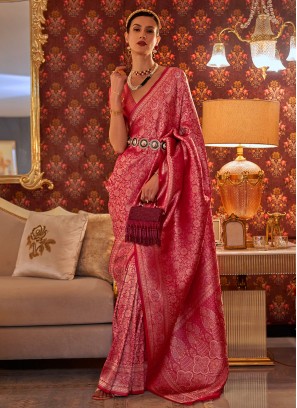 Red Multi Contemporary Saree