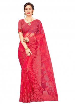 Red Net Party Classic Saree