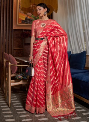 Red Organza Classic Saree