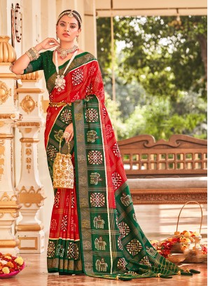 Red Party Saree