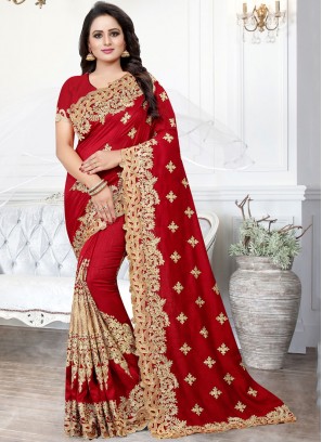 Red Party Silk Traditional Saree