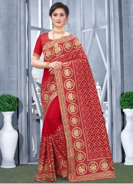 Red Party Traditional Designer Saree