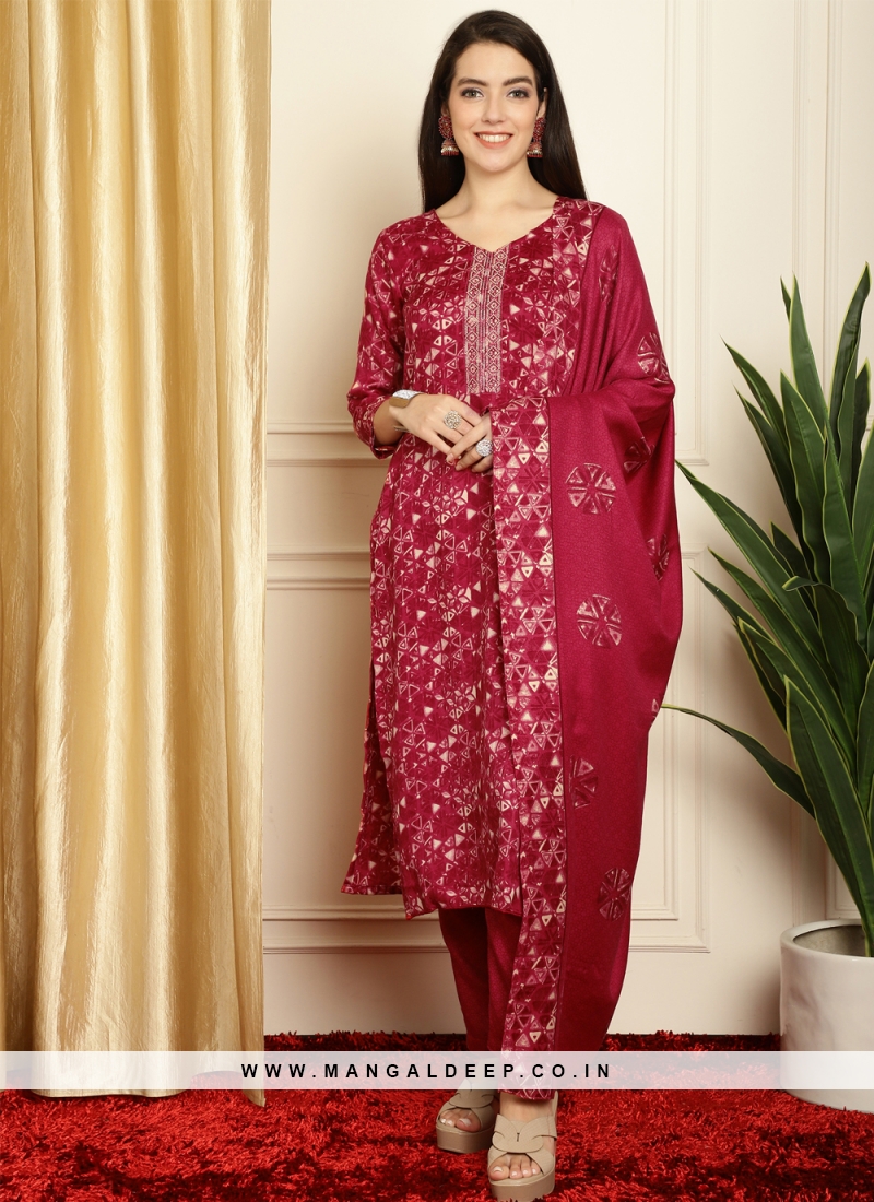 Red Pashmina Designer Salwar Suit
