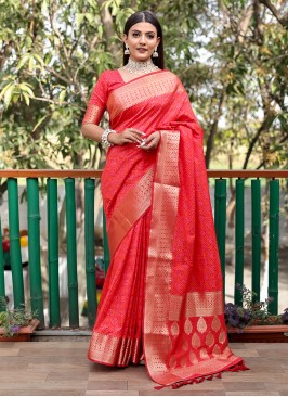 Red Patola Silk  Party Classic Saree