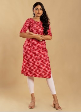 Red Printed Ceremonial Designer Kurti