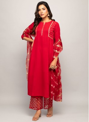 Red Printed Designer Salwar Kameez