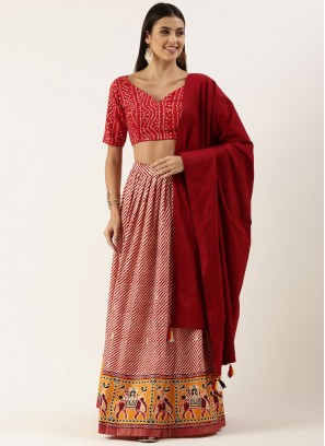Red Printed Trendy Lehenga Choli