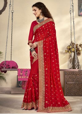 Red Sangeet Designer Saree