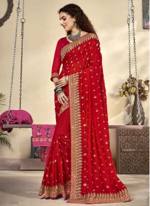 Red Sangeet Designer Saree