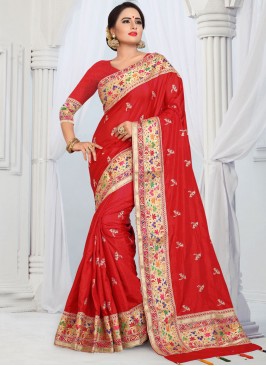 Red Silk Designer Saree