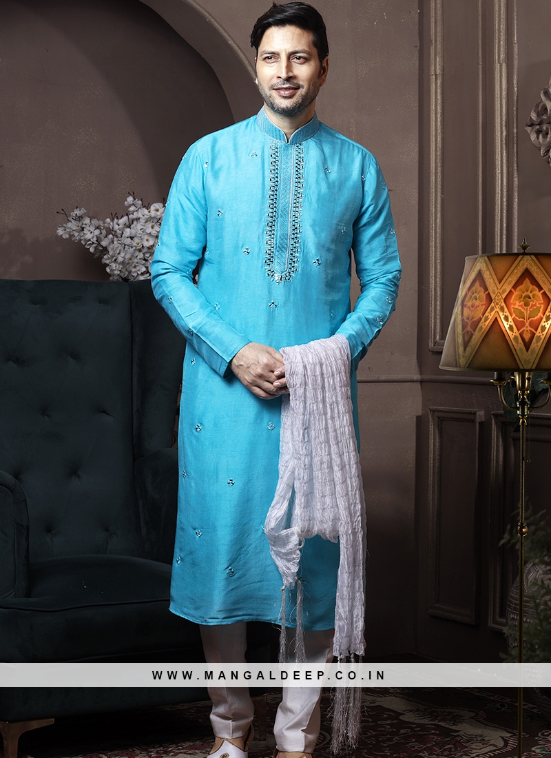 White Poly Silk Solid Kurta with Pant and Dupatta – Tip Top Collections