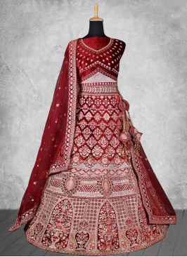 Red Velvet Sangeet A Line Lehenga Choli