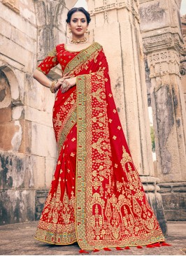 Red Weaving Silk Saree