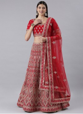 Red Wedding Silk Designer Lehenga Choli
