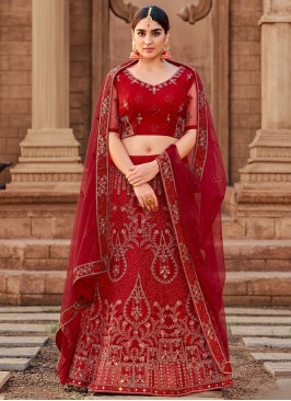 Red Zari Net Trendy Lehenga Choli