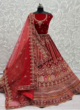 Red Zircon Designer Long Lehenga Choli