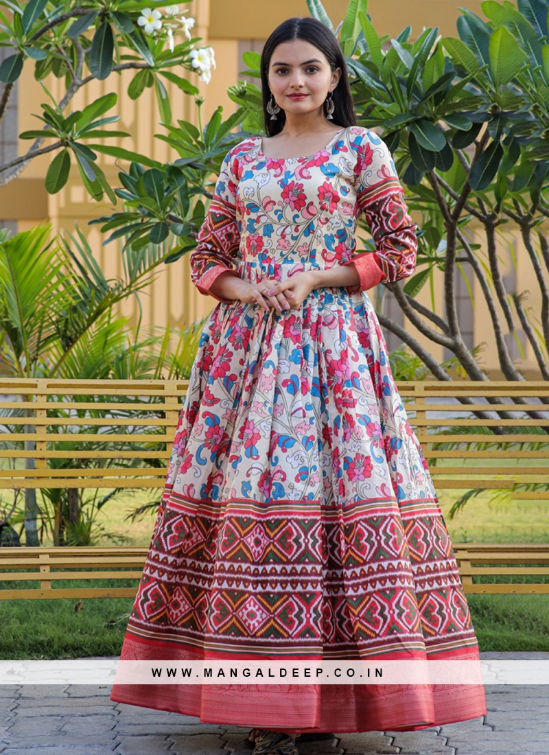 Refreshing Banarasi Silk Weaving Multi Colour Floor Length Gown