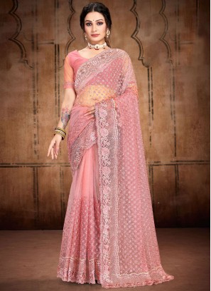 Refreshing Embroidered Pink Classic Saree