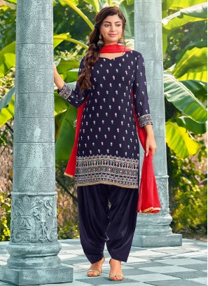 Refreshing Handwork Faux Georgette Patiala Salwar Suit
