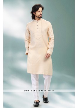 Refreshing Beige Premium Linen Cotton Kurta Pant w