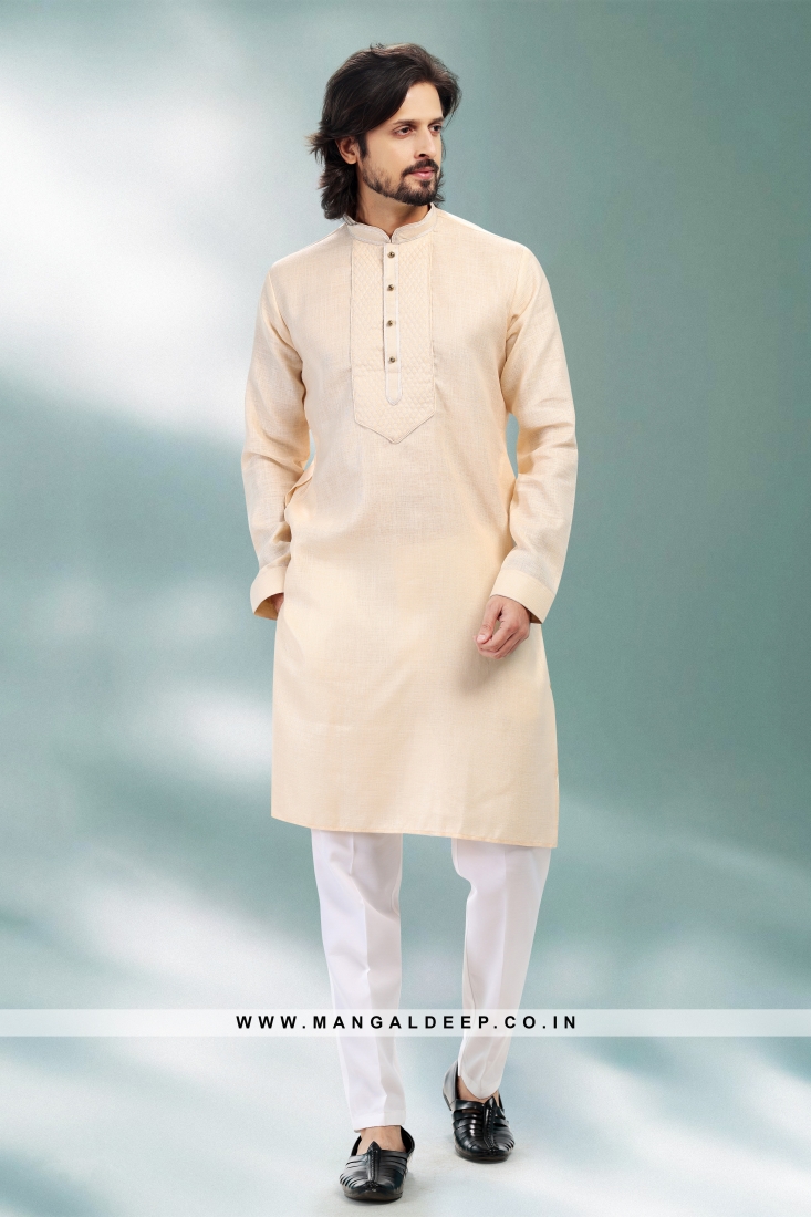 Men's Placket Short Kurta with Pant - Set of 2 – charkhee