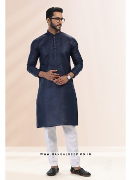 Refreshing Blue Premium Linen Cotton Kurta Pant with Pintuck Work