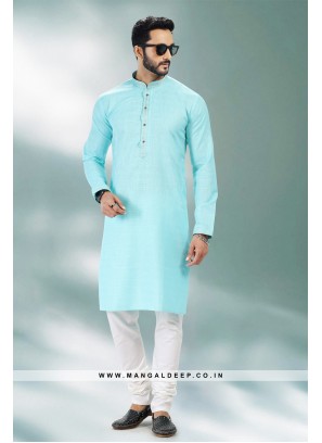 Refreshing Blue Premium Linen Cotton Kurta Pant