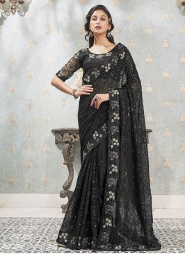 Refreshing Sequins Faux Georgette Trendy Saree