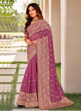 Regal Georgette Zari Pink Trendy Saree