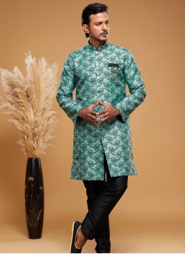 Regal Green Aligadhi Fusion Set.