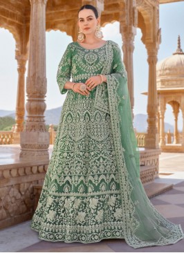 Regal Green Ceremonial Trendy Salwar Kameez