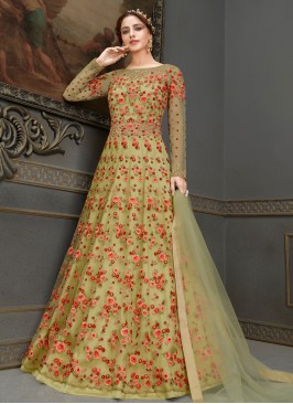 Regal Handwork Green Floor Length Anarkali Suit 