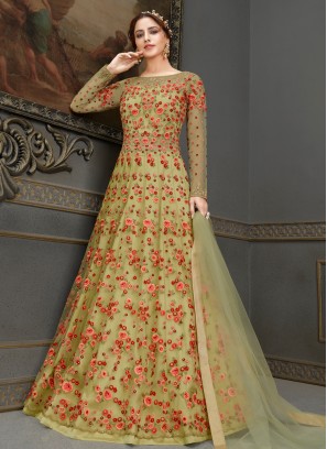 Regal Handwork Green Floor Length Anarkali Suit 