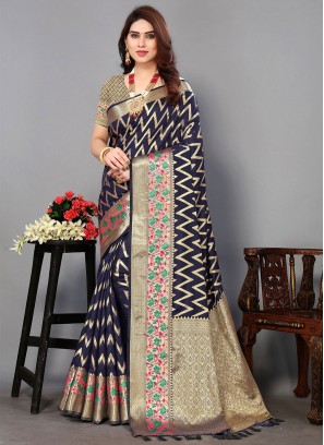 Regal Jacquard Work Silk Navy Blue Saree