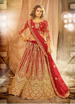 Regal Net Red Stone Work Lehenga Choli