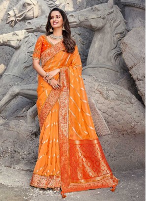 Regal Orange Color Banarasi Silk Saree