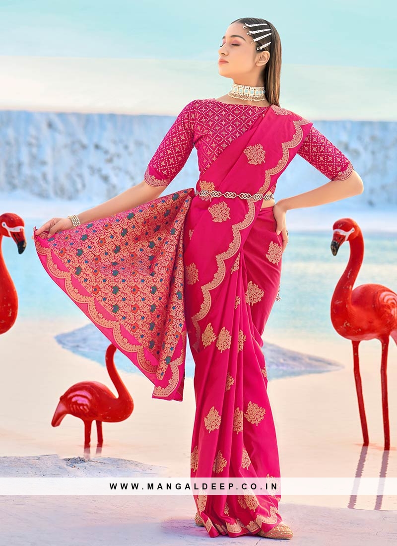 Regal Pink Color Banarasi Silk Saree