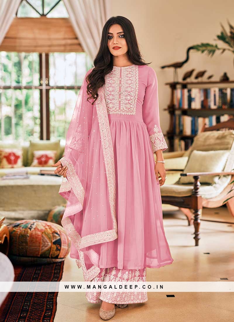 Buy Pink Embroidered Indian Wedding Anarkali Suit In USA, UK, Canada,  Australia, Newzeland online