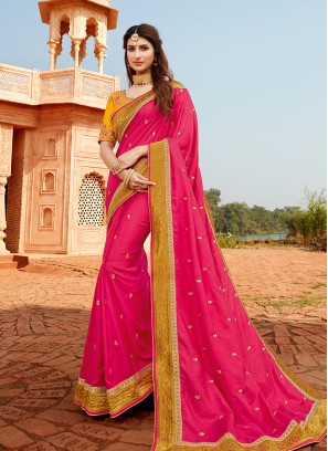 Regal Pink Color Silk Saree