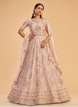 Regal Pink Embroidered Floor Length Salwar Suit
