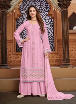 Regal Pink Georgette Sharara Suit