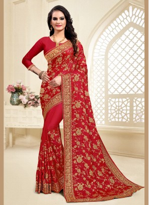 Regal Red Festival Designer Saree