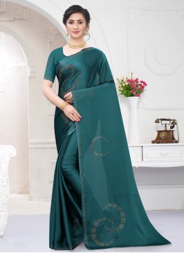 Regal Teal Satin Classic Designer Saree