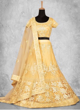 Regal Yellow Cord Silk A Line Lehenga Choli