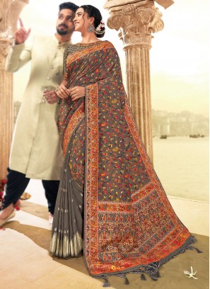 Remarkable Blended Cotton Grey Saree