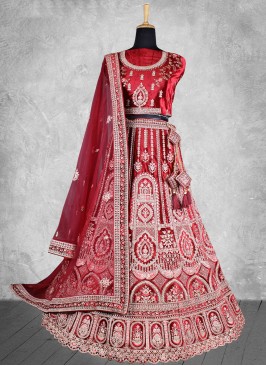 Remarkable Embroidered Velvet Trendy A Line Lehenga Choli