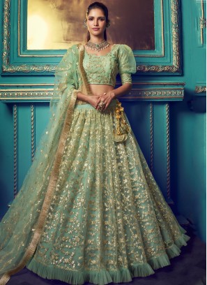 Remarkable Green Party Designer Lehenga Choli