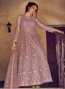 Remarkable Mauve  Fancy Georgette Floor Length Anarkali Salwar Suit
