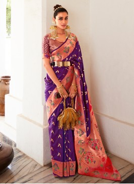 Remarkable Purple Sangeet Trendy Saree