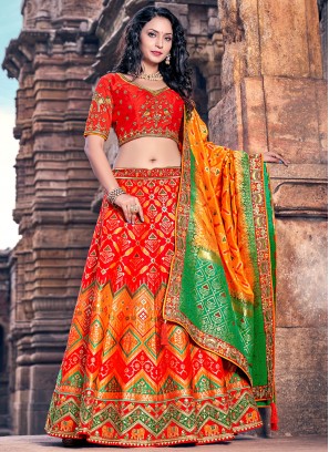 Renowned Embroidered Banarasi Silk Trendy Lehenga Choli